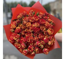 Букет из 25 кустовых роз  Fire Flash